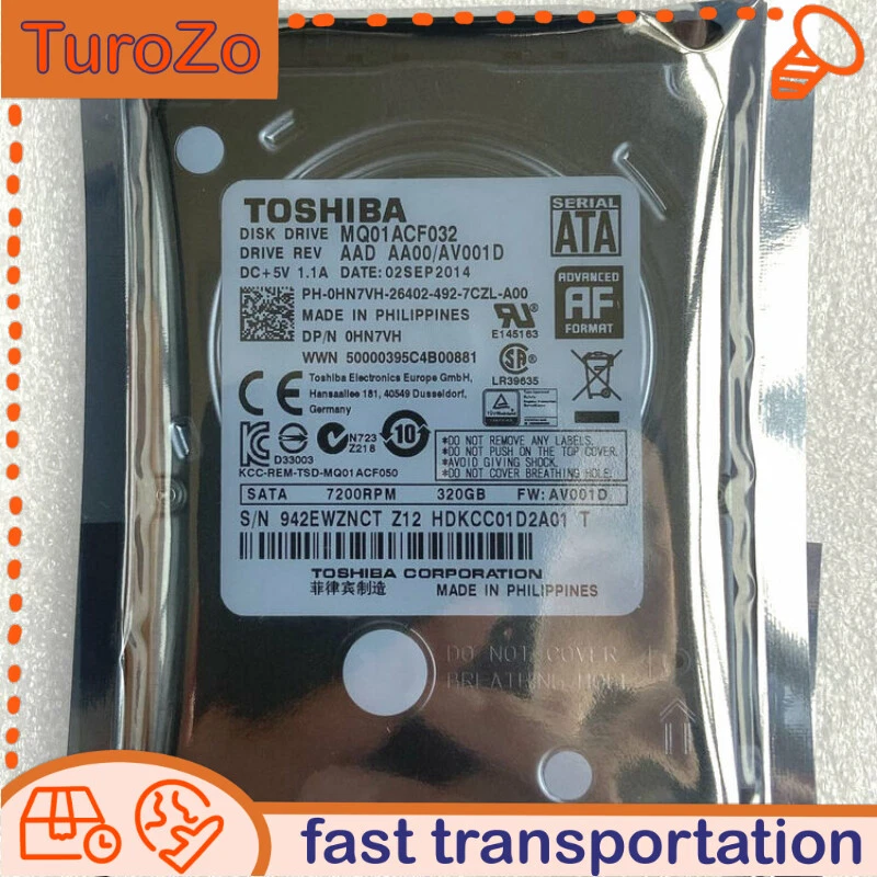 MQ01ACF032 TOSHIBA 320GB SATA 7200rpm 2.5" 6.0GB/s Laptop Internal HDD - Image 1 of 2