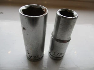 2 tiefe Steckschlüsseleinsätze - 3/8" Antrieb - englischer AF - 3/8" & 1/2" - Bild 1 von 5