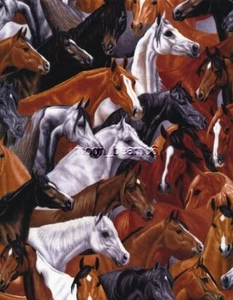 3/4 Yard Timeless Treasures Wild West Horse Horses Cotton Fabric C4961 - Picture 1 of 2