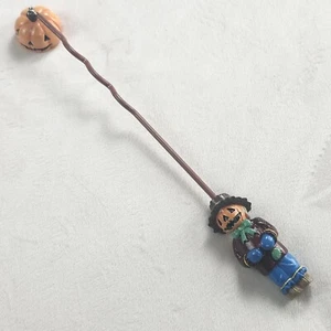 Halloween Candle Snuffer Scarecrow Jack-o-lantern Pumpkin ~13" Resin Brass *READ - Picture 1 of 6