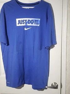 Nike T-Shirt Herren Dri-Fit Blau Kurzarm Swoosh Logo - Just Do It - Bild 1 von 8