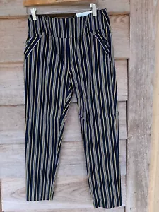 JM Collection Womens Black White Yellow Black Striped Dress Slacks Pants Size 8 - Picture 1 of 12