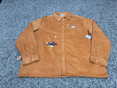 НОВАЯ рубашка Disney для взрослых размер XL оранжевая Donald Duck Chip праздничная на пуговицах вельветовая WDW - Изображение 1 из 4