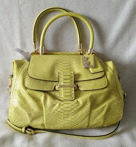COACH LIMITED EDITION MADISON PINNACLE LILY Yellow PYTHON Leather Handbag 23746 - Picture 1 of 11