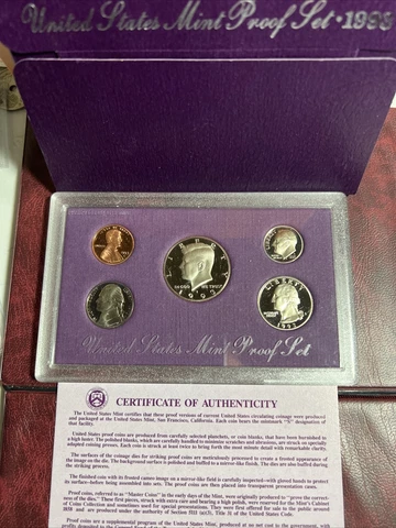 1993 Gem Proof Cameo 5 Coin Set. OGP & COA. X728 Cover
