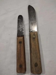 Pair Of Vintage Carbon Steel Oyster Clam Shellfish Knives Full Tang - Picture 1 of 10