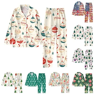 Womens Pajama Sets 2 Piece Long Sleeve Sleepwear Soft Button Down Pjs Lounge Set - Picture 1 of 91