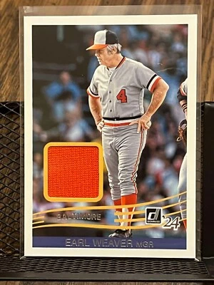 EARL WEAVER 2024 DONRUSS BALTIMORE ORIOLES COACH WORN JERSEY PATCH #38 RELIC!!!! - Image 1 of 2