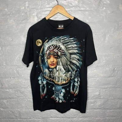 T-shirt vintage donna indiana selvaggia cavallo sherman acchiappasogni stampa cotone M - Immagine 1 di 4