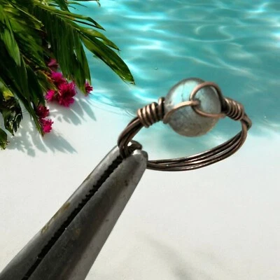 Labradorite Wire-Wrapped Ring in Copper ring Size 7 - Image 1 of 3