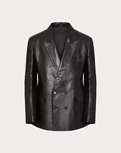 Valentino DOUBLE-BREASTED LEATHER JACKET Black - BNWT - Picture 1 of 6