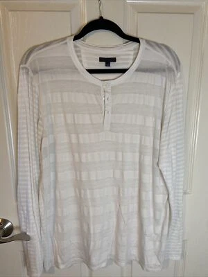 Camisa Zachary Prell Para Hombres L Henley Blanca Manga Larga Rayas Camiseta Ligera Foto 1 de 4