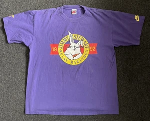 Vintage 1992 Nike Athletic Xpress Jimmy Stewart Relay Marathon Tee XL Violet - Picture 1 of 8