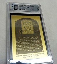 1983 Baseball Hall of Fame Plaque Metallic Yankees Joe Dimaggio GAI 9 Mint