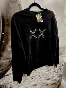 KAWS x Sesame Street Uniqlo Sweatshirt 2018 Black Crewneck Sweater Mens Size L - Picture 1 of 5