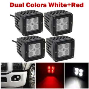 4x Rojo + Blanco Doble Colores 3 pulgadas LED Luz de Trabajo Barra Cubo Vainas Inundación Niebla Conducción - Imagen 1 de 14