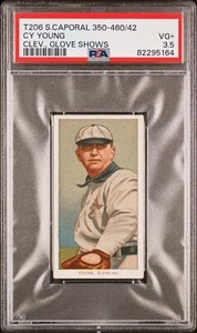 1909-11 T206 Cy Young Clev., Glove Shows Sweet Cap. 350-460/42 PSA3.5 #82295164