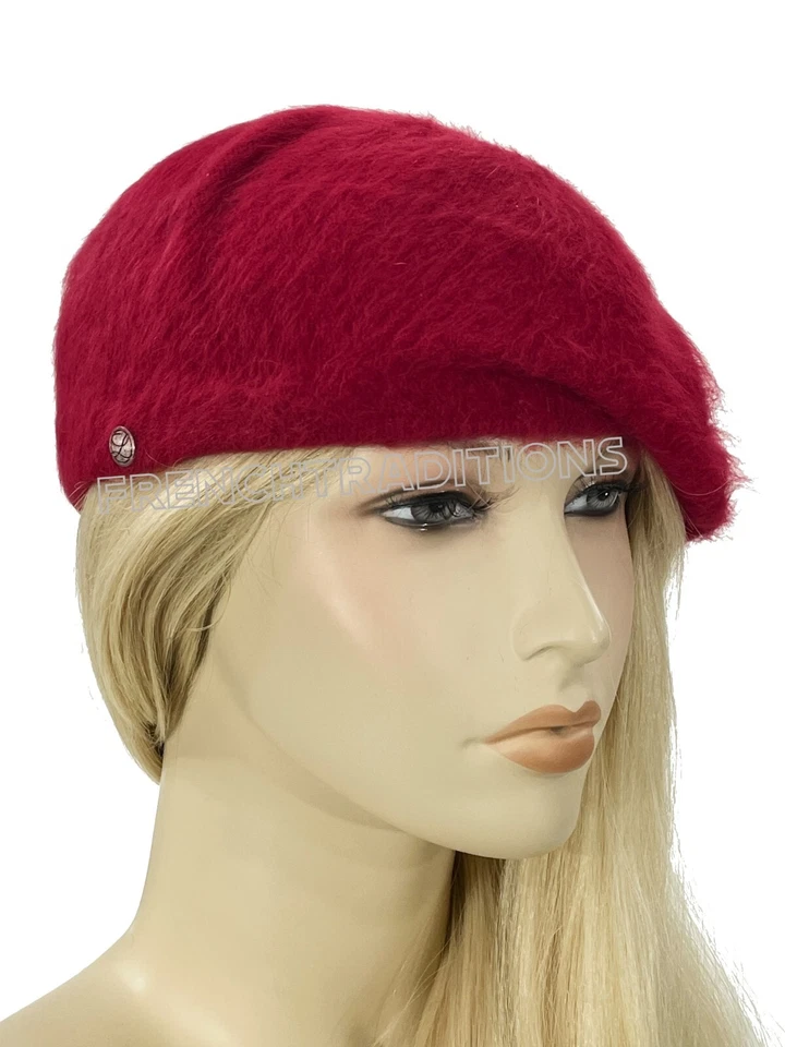 Laulhere French Beret Hat Angora Red Made in France 6 3/4 - Image 1 of 4
