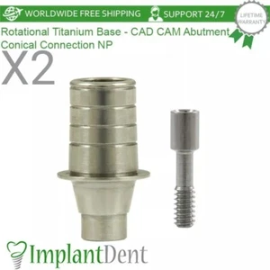 2x Dental Rotational Titanium Base Narrow Platform (NP) Conical Hex 2.25mm - Picture 1 of 3