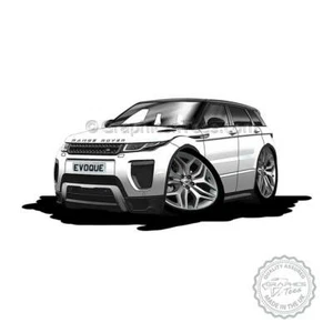 Cartone animato auto bianco Range Rover Evoque Fuji stampa A4 regalo personalizzato - Foto 1 di 9