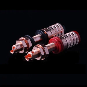 4pcs CMC 838-L-CU-R Pure Red Copper Speaker Binding Post Connector Swiss Cu. - Picture 1 of 2