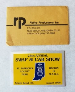 1990 Car Show and Swap Meet placa con nombre insignia South Bend emblema vintage - Imagen 1 de 3