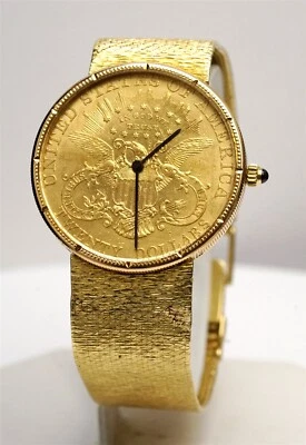 CORUM 1898 $20 Gold Liberty Coin Automatic 18k YG Band 35mm Mens Watch 7 3/4" - Image 1 of 4