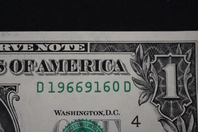 [SEPT 16, 1966] ONE DOLLAR FANCY BIRTHDAY NOTE  SN  D 19669160 D - Image 1 of 3