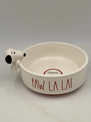 NEW Rae Dunn SNOOPY ‘PAW LA LA!’ PET DISH Peanuts Christmas Ceramic Dog Bowl - Image 1 of 4