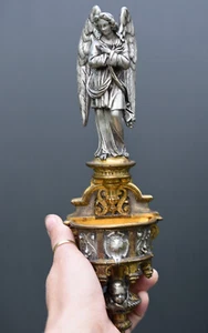 ⭐Antique bronze holy water font attributed to F. Barbedienne,angel sculpture⭐ - Picture 1 of 13