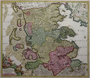 Herzogtum Schleswig - Ducatus Slesvicensis - Homann 1712 - Original - Bild 1 von 3