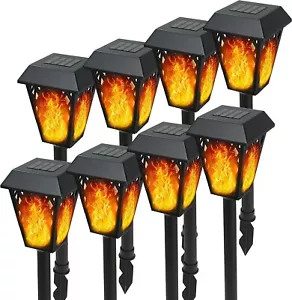 Morvat LED Flame Flickering Torch Outdoor Landscape Pathway Solar Lights, 8 pack - Picture 1 of 8