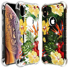 iPhone XS Max (6,5 Zoll Hartgummi Hülle Cover Silber Diamant Bling Hawaiianische Blume
