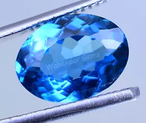 4.20 Ct Natural Swiss Blue Topaz Oval Flawless CERTIFIED Loose Gemstone - Picture 1 of 6