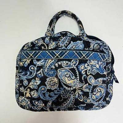 Vera Bradley Laptop Travel Bag Windsor Navy Quilted Cotton Paisley - Image 1 of 4
