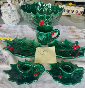 Lefton Holly Berry Punch Bowl Set - Picture 1 of 1