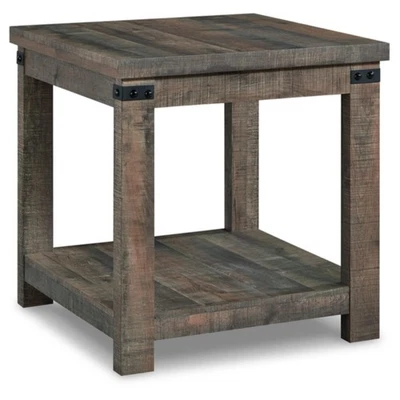 Hollum Rustic End Table with Shelf, Dark Brown - Image 1 of 4