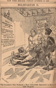 William Allen Rogers NY Herald 1919 „ Belsazar“ Zeitung Original Cartoon - Bild 1 von 1