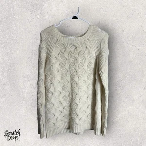 Forever 21 Women's Beige Cable Knit Sweater Size Medium Cozy Warm Pullover Top - Picture 1 of 3