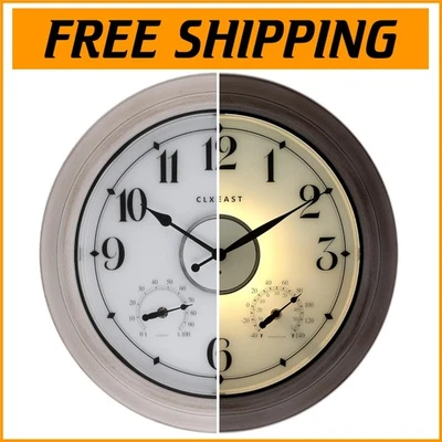 18 Inch Illuminated Outdoor Clock with Temperature & Humidity - Farmhouse Charm - Image 1 of 4