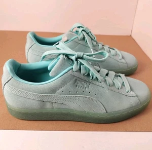 Puma Suede Classic Mono Iced W9.5/M8 Aruba Blue Athletic Shoes Sneakers/Unisex - Picture 1 of 12
