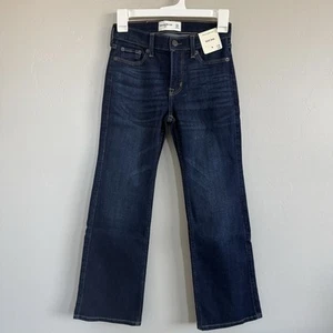 NWT Abercrombie Kids Boot Jean 7/8 Long Dark Wash Western Jeans Girls Bootcut - Picture 1 of 7