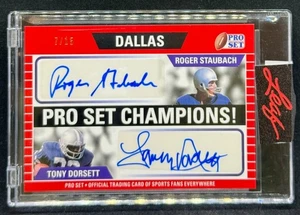 2021 Leaf Pro Set Sports Champions! Roger Staubach & Tony Dorset Dual Auto 7/15 - Bild 1 von 2