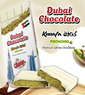 Premium Pistachio White Chocolate Bar 200g~ Fresh From Dubai - Image 1 of 3