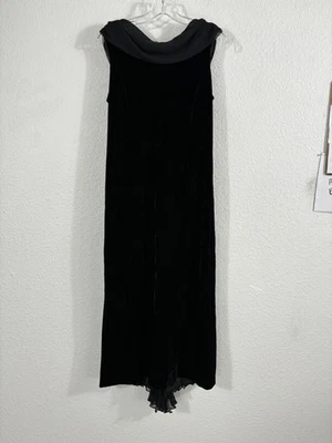 Vintage Robbie Bee Party Dress Petite Medium Black Crushed Velvet Rhinestone - Image 1 of 4