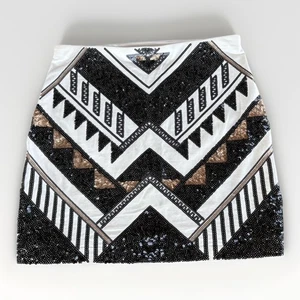 Express Sequin Mini Lined Stretch Party Skirt Size Small Aztec Print Tribal - Picture 1 of 6