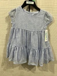 Child Of Mine Blue Girls Floral 2 Piece Dress New 6-9 M - Picture 1 of 4