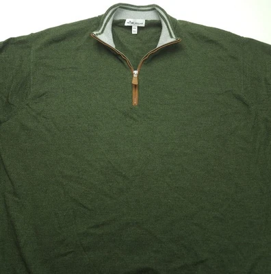 XXL Peter Millar Otoño Cresta Mezcla Lana Seda - Gamuza Suave Borde Cuarto Cremallera  Foto 1 de 4