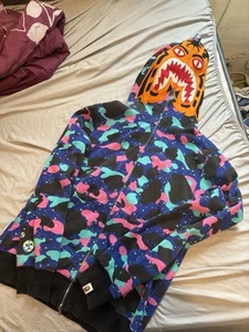 Bathing Ape BAPE Shark Kid Cudi Collab Full Zip Hoodie Unisex Medium Multicolor - Picture 1 of 6