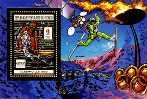 Congo 1991 Perf. Olympic Games Albertville 1992, GOLD issue Luxury block N° 1254 - Imagen 1 de 1